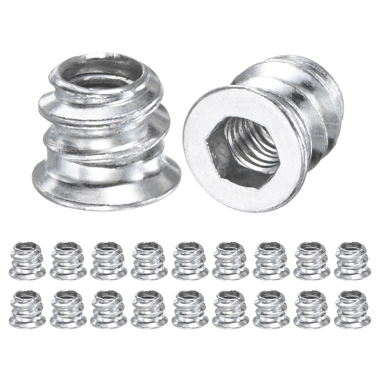 20-Pack Threaded Inserts for Wood, M5x8mm Threaded Insert Nuts [Silver Tone]