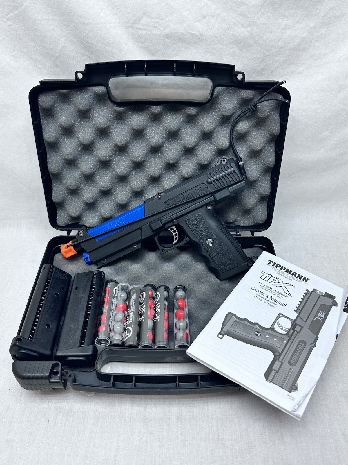 Tippmann TiPX 68 Caliber Pistol Paintball Marker With Remote Line And Extra Mags