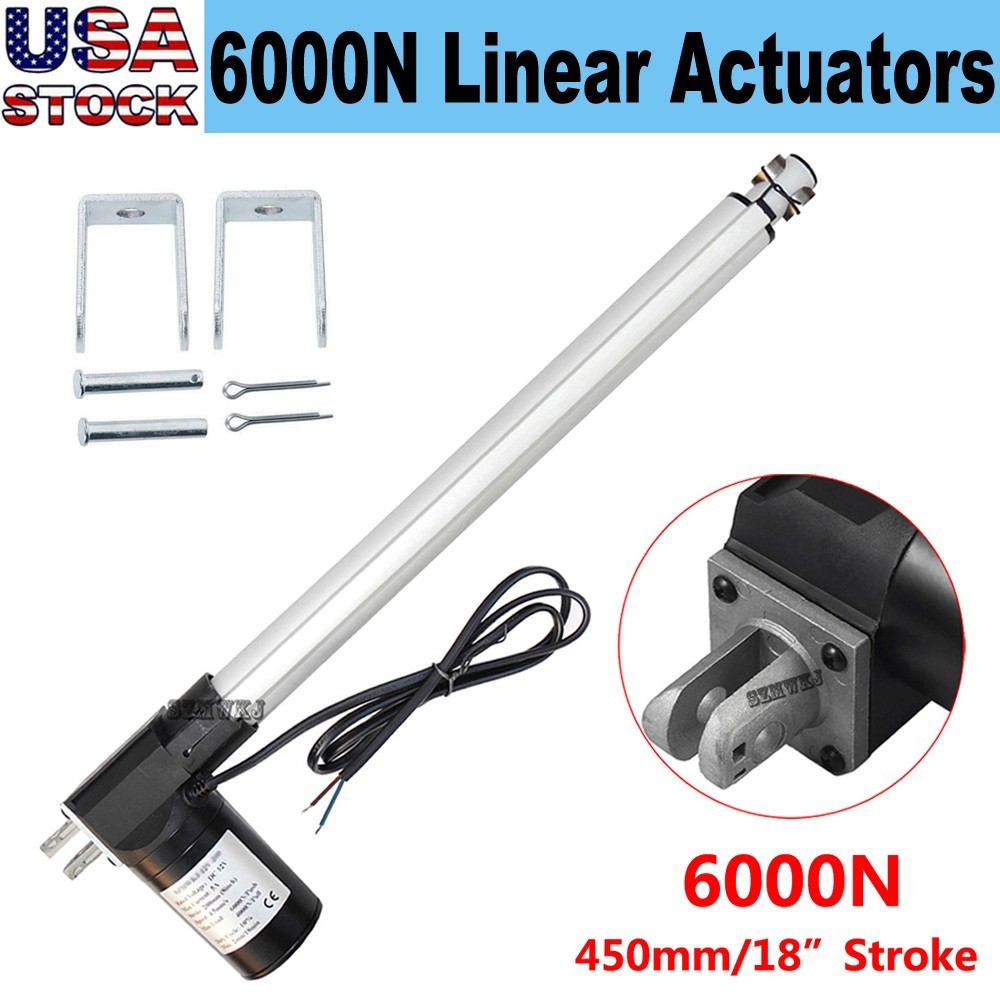DC 12V 18" Inch Linear Actuator 6000N W/ Bracket for Auto Medical Car Heavy Duty