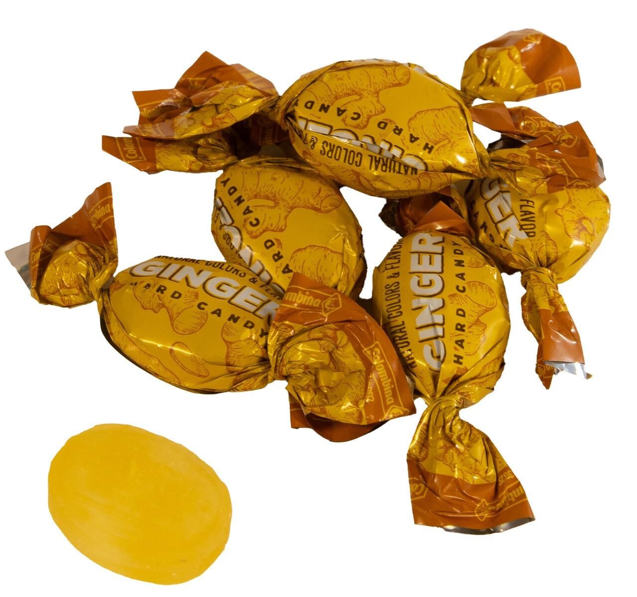 Columbina 2.5 lb Natural GINGER HARD CANDY Bulk Bag Wrapped Old Fashioned