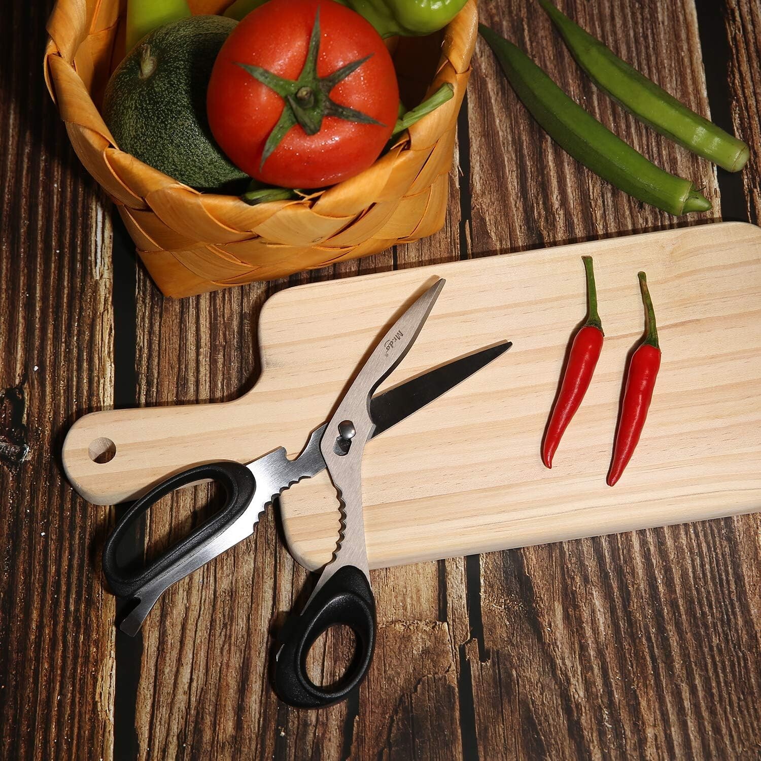 Kitchen Scissors, 2 Pack Come-Apart Kitchen Shears Herb Scissors, 4 in 1 Multi P