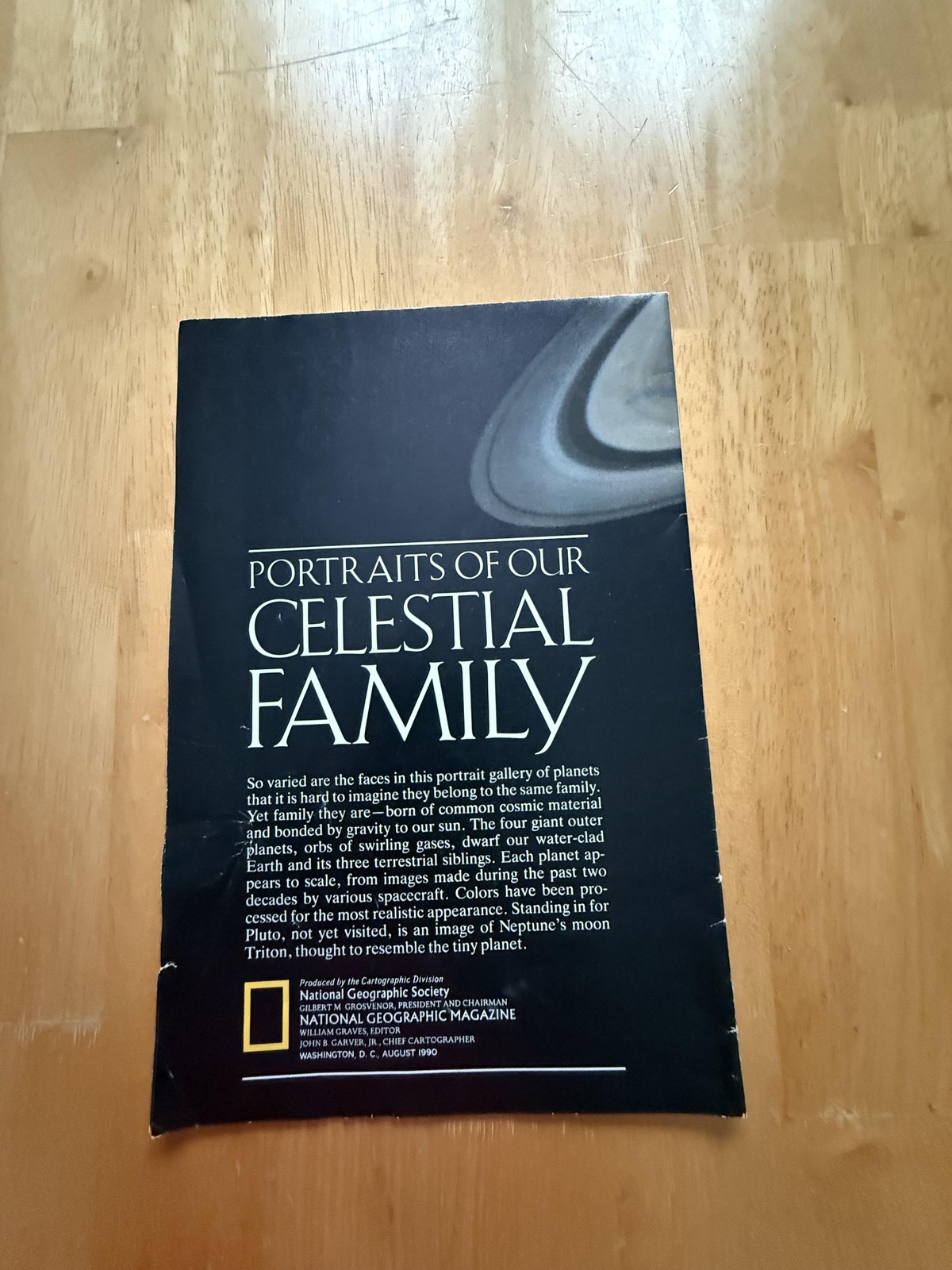 Vintage 1990 National Geographic Solar System Map Portraits Our Celestial Family
