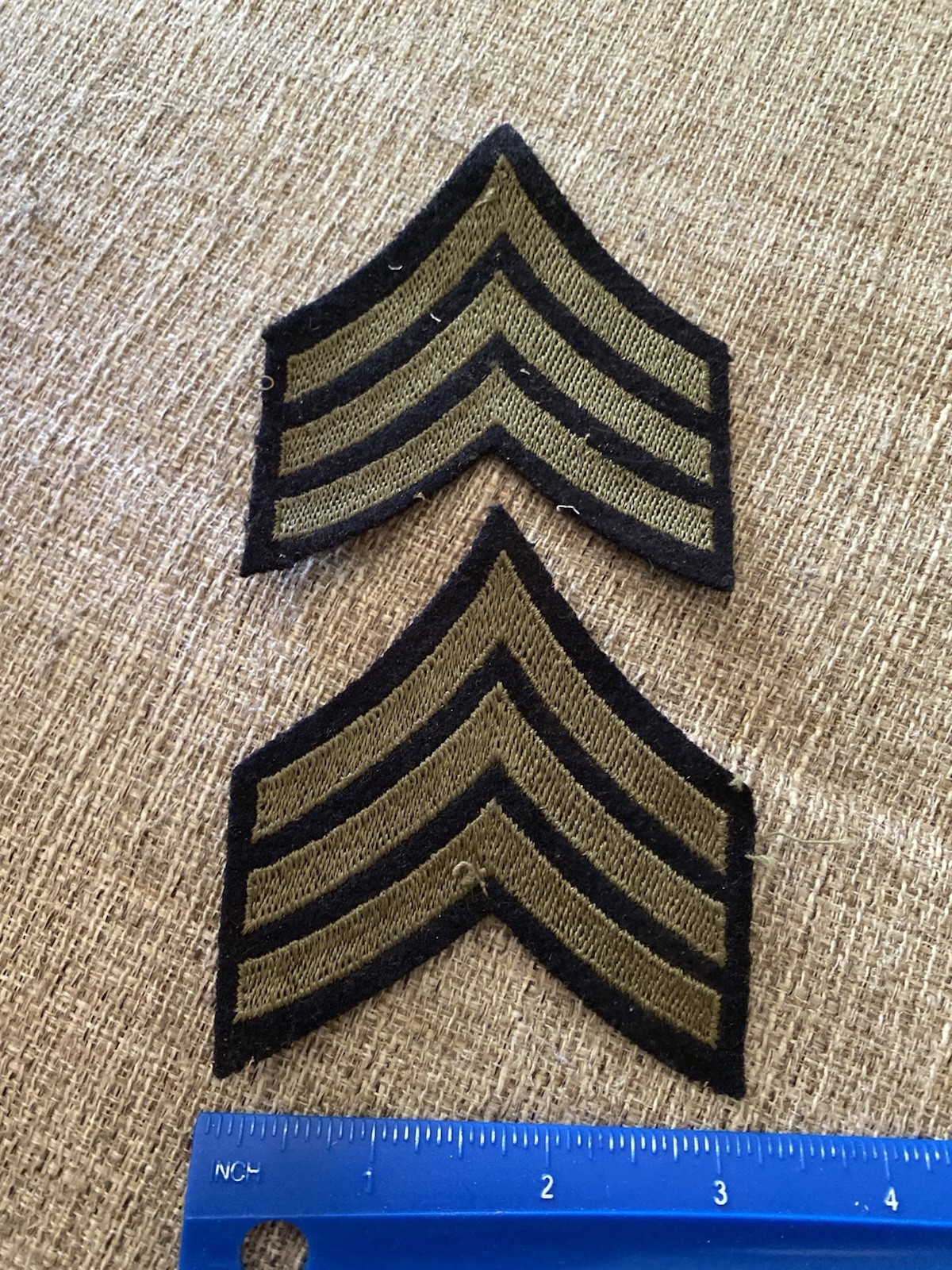 Pair Of WWII Army Felt Sergeant Enlisted Rank Patches INV16745