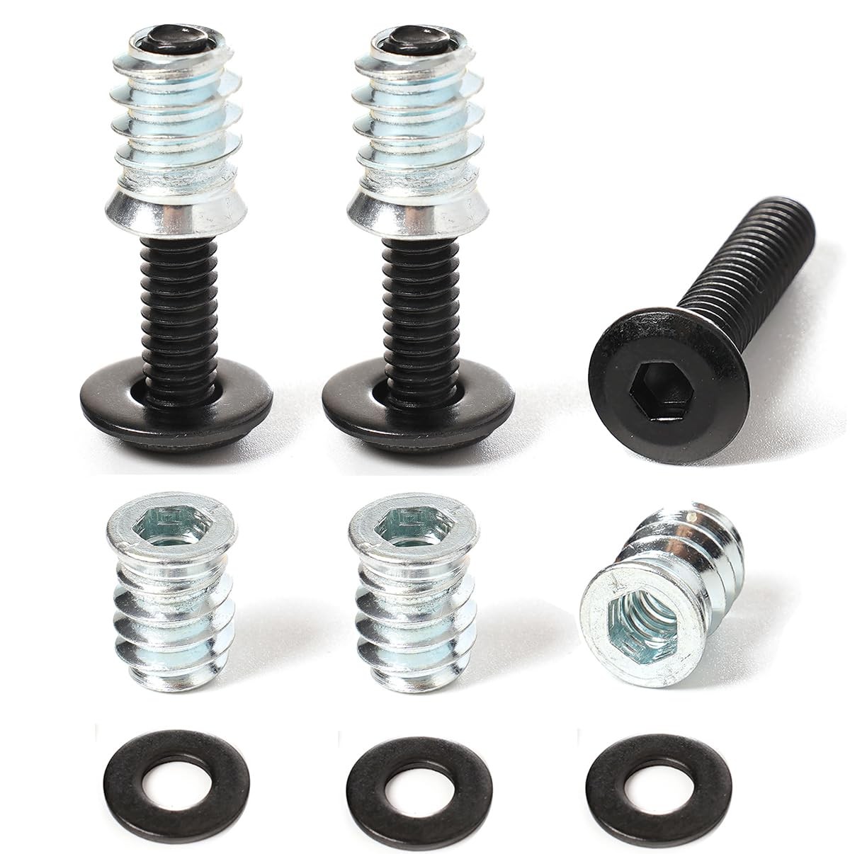 30 Sets 1/4-20 Threaded Inserts and Bolts Kit for Woodworking Wood Inserts an...