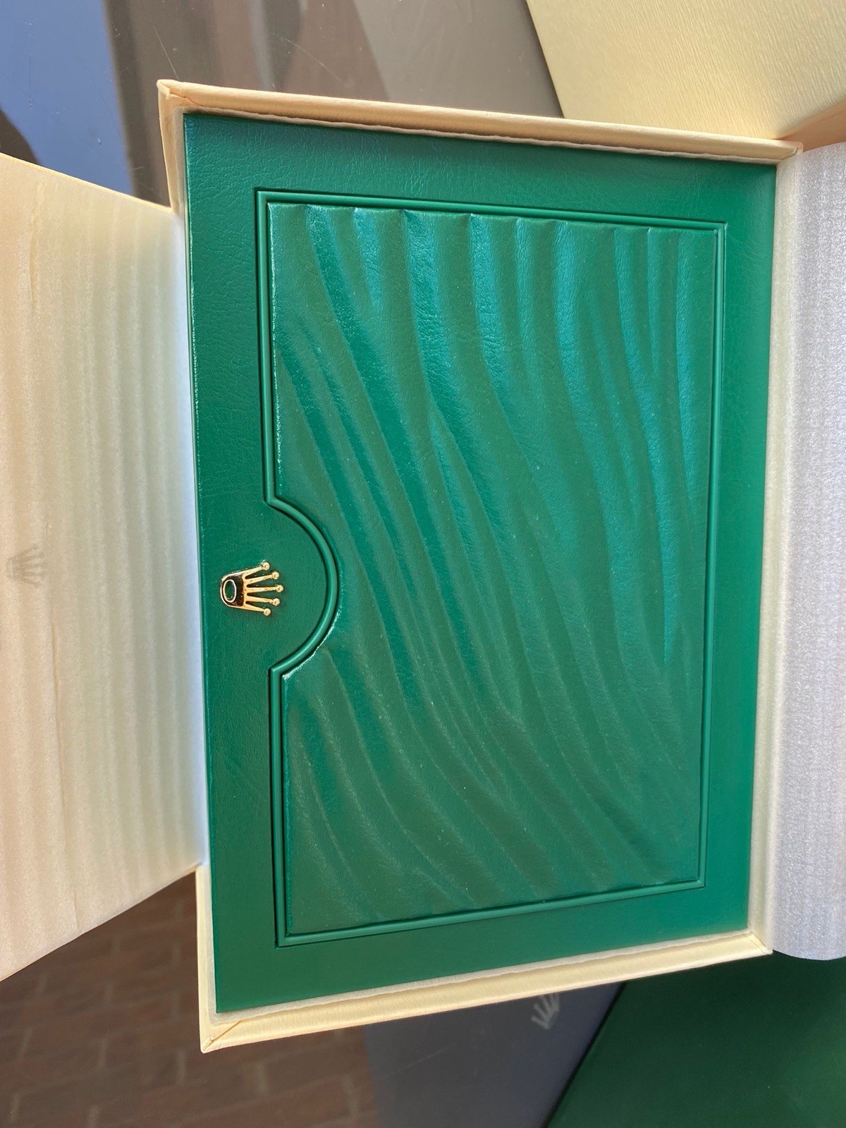 Rolex Single Watch Presentation Box Set Inner/Outer Boxes Bag Papers Green/Beige