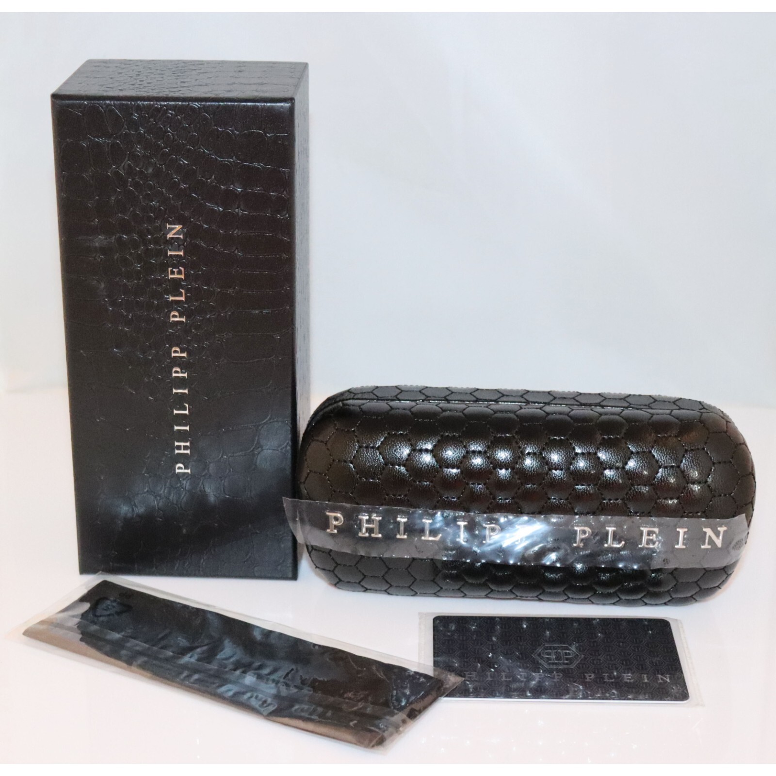 New Philipp Plein Sunglasses Eyeglasses Case Black Hard Clam Shell