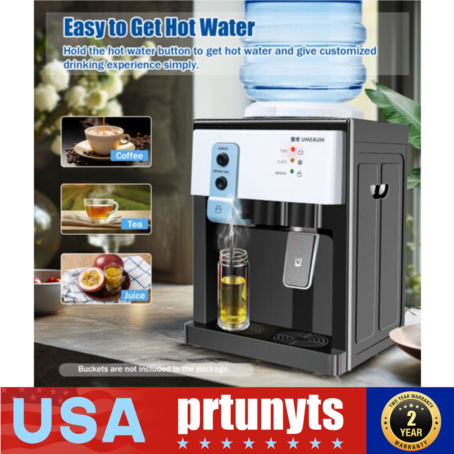 5 Gallon Countertop Hot+Cold Drinking Machine Top Loading Water Cooler Dispenser