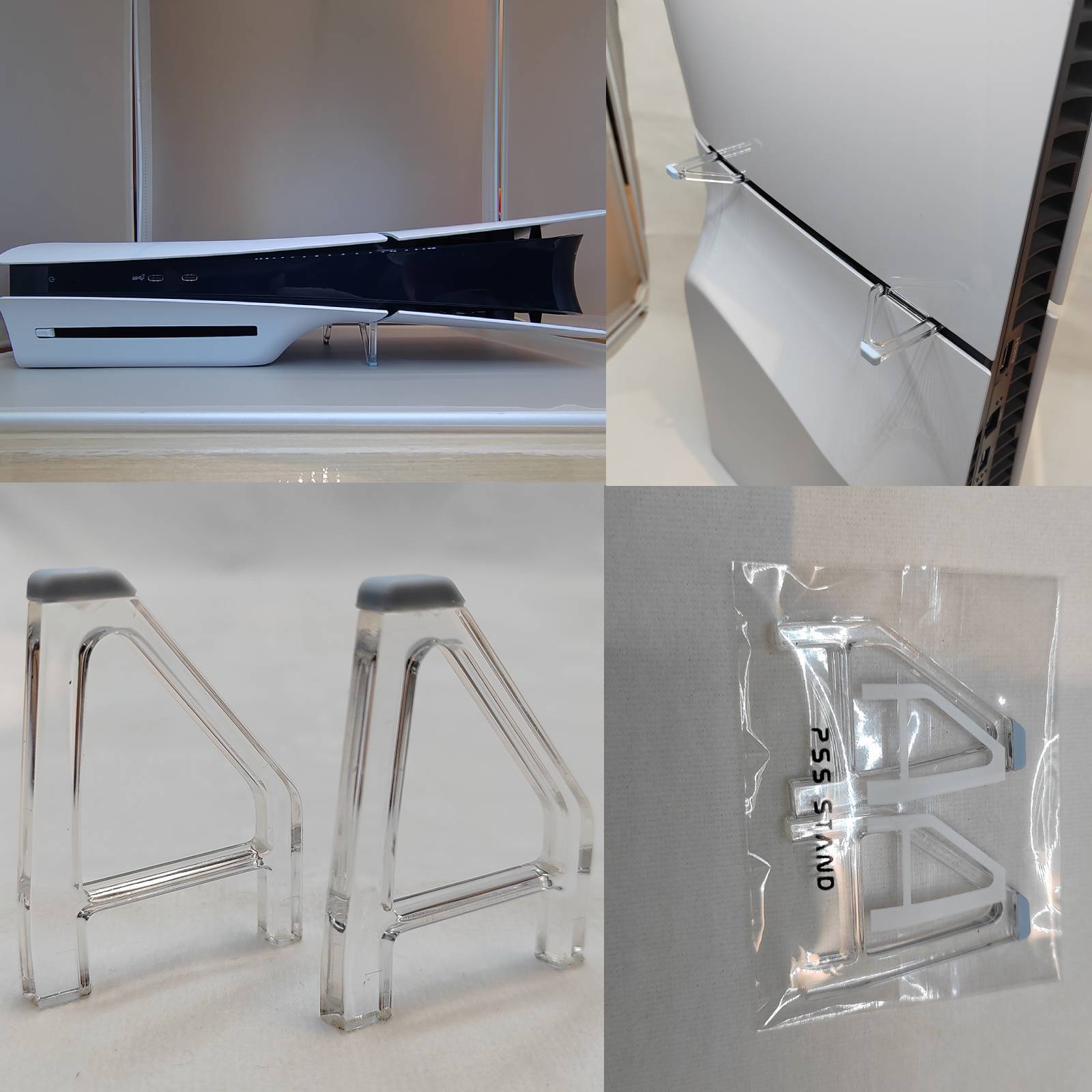 For PS5 Slim Horizontal Bracket Anti-slip Triangular Clear Mount Stand Support