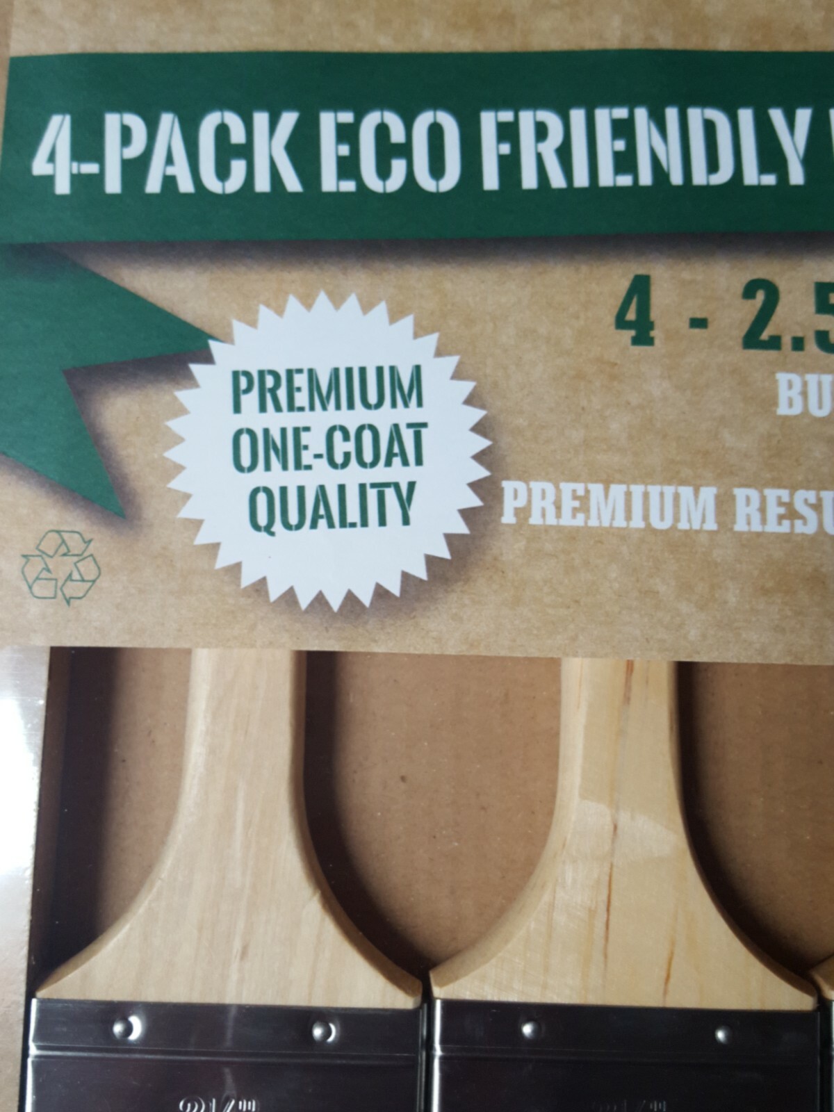4 pack eco friendly 2.5" angle paint brushes new & sealed, easy clean, premium