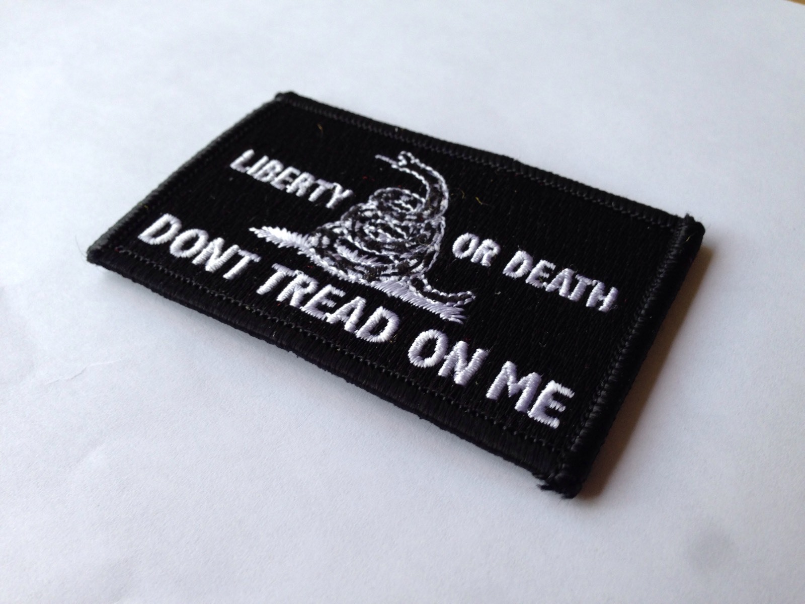 Liberty Or Death Dont Tread On Me Embroidered Patch Black White