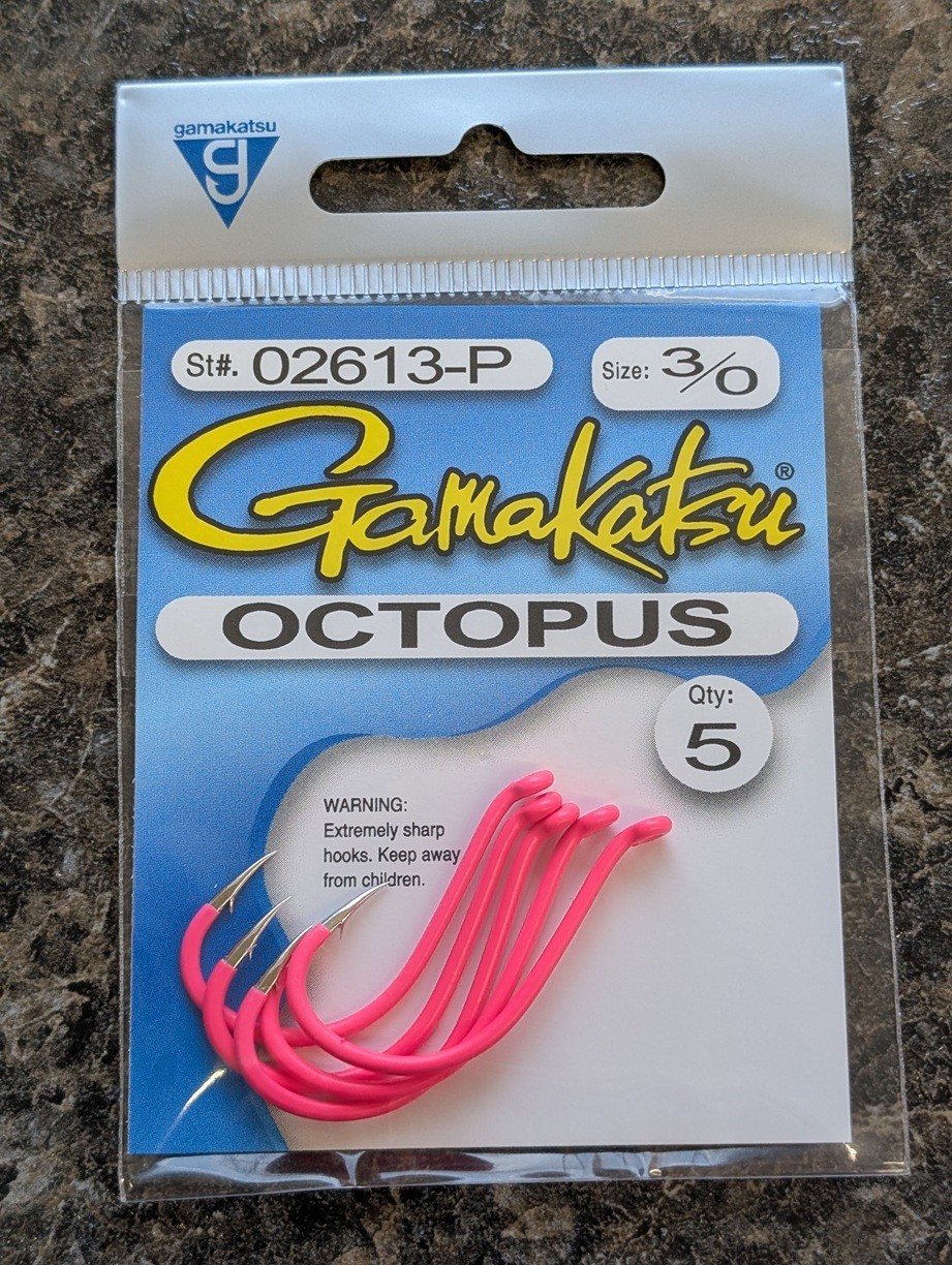 Gamakatsu 02613-P Octopus Hooks - Fluorescent Pink - Size 3/0 - Bait Hooks