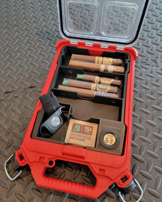 Cigar Humidor Insert With Included Hydrometer For Milwaukee Packout Low Profile