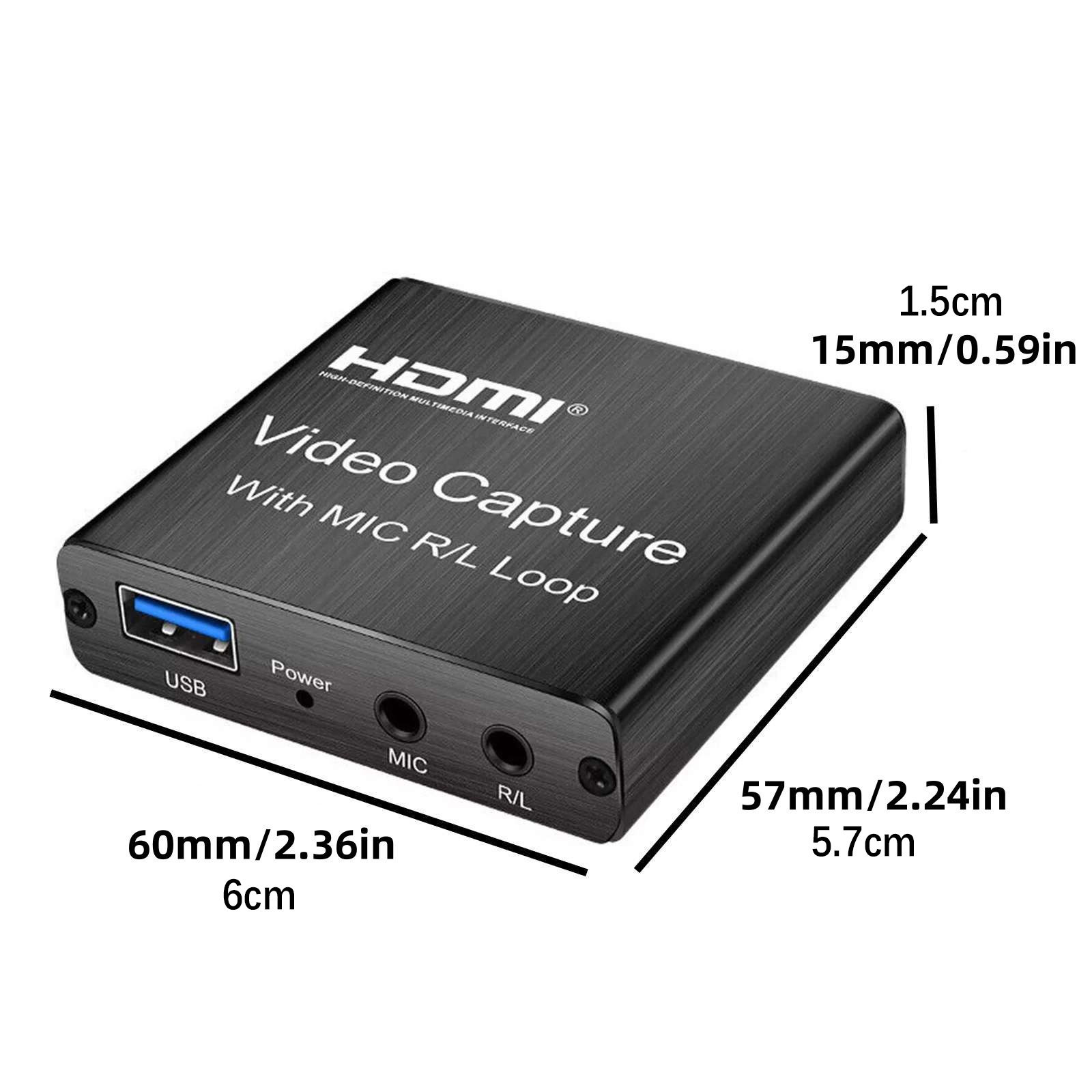 HDMI Capture Card 4K Screen Record Game Streamer Device MIC R/L Loop