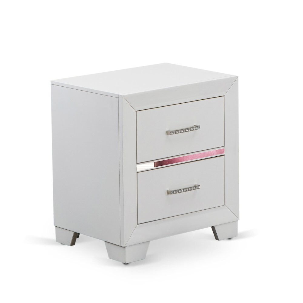 East West Furniture 1-Piece Pandora mid century Wooden Nightstand with 2...