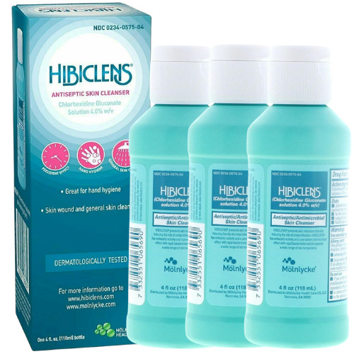 Hibiclens Antiseptic Antimicrobial Skin Cleanser 4oz Bottle 4% CHG - 3 Pack