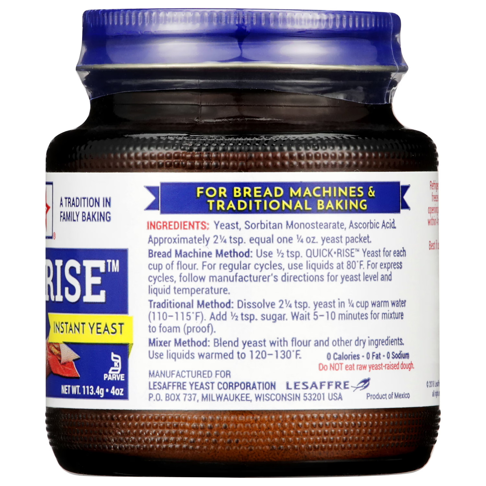 Red Star Quick Rise Instant Yeast 4 oz Jar