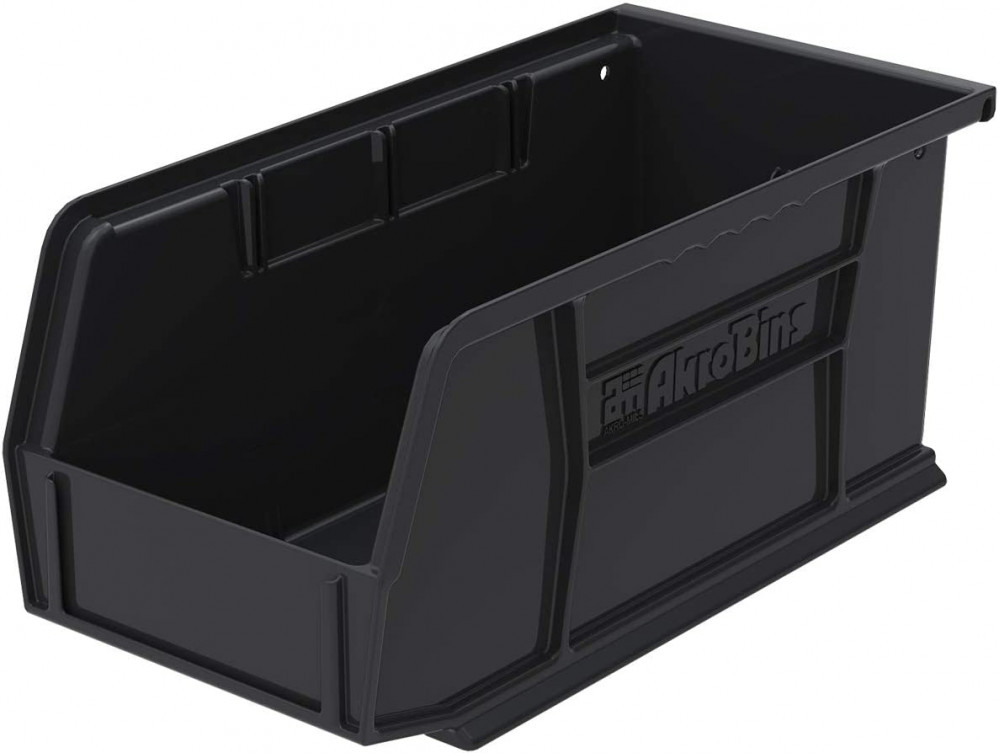 Akro-Mils 30230Black Hang & Stack Storage Bin, Plastic, Black, 5 In H, 5 1/2 In
