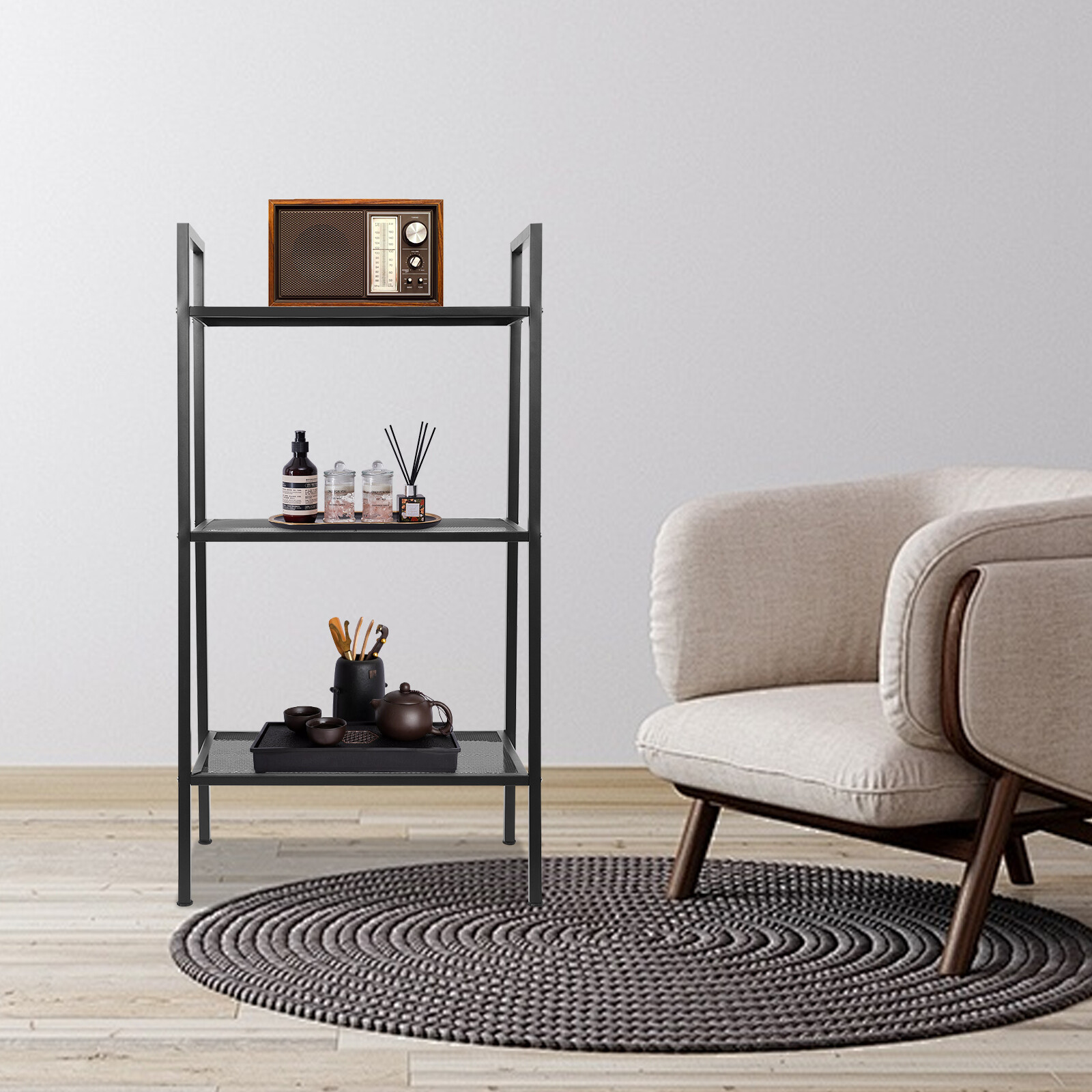 3-tier Storage Rack, Kitchen Storage Rack, Multi-tier Bookshelf, Stepped Shape
