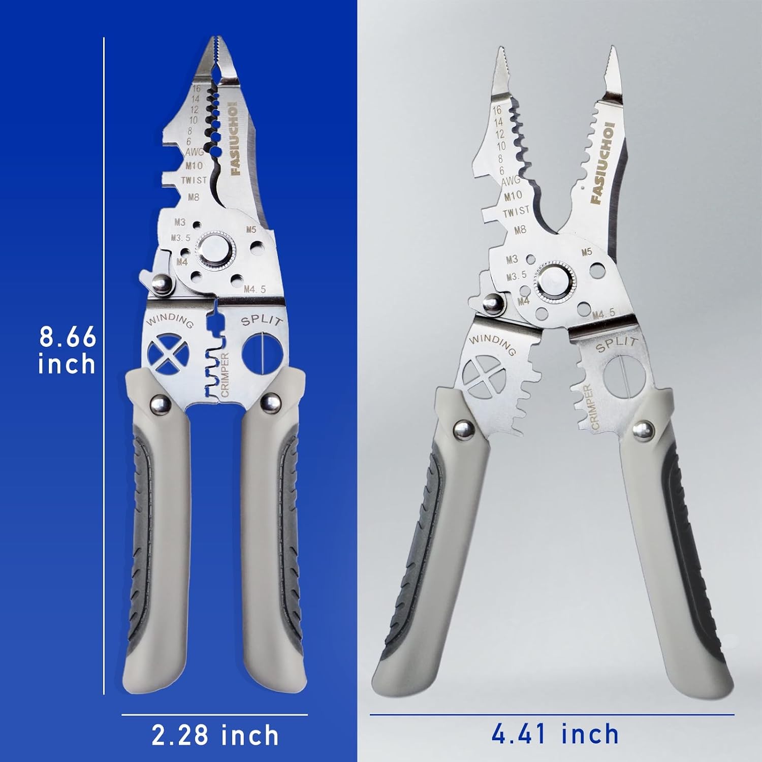 9-in-1 Wire Cutter and Crimping Tool, Multi-function Electrical Wire Stripper