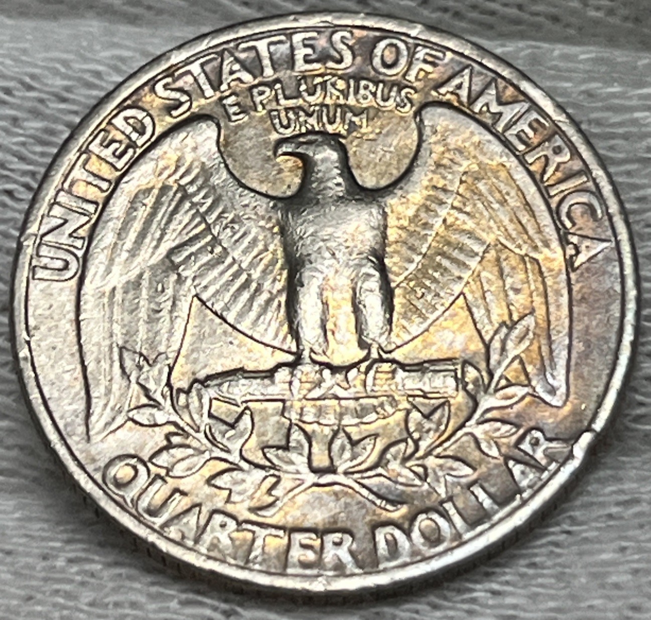 1981 P Washington Quarter Errors DDR Strike Through Grease Rainbow Toning