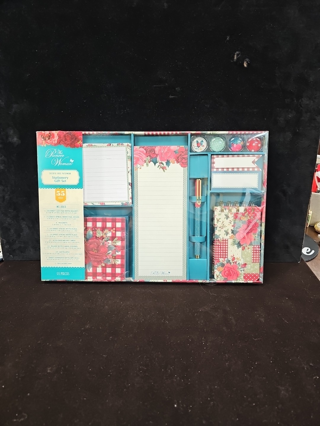 NEW! PIONEER WOMAN STATIONARY GIFT SET  ~ CHEERFUL ROSE PATCHWORK 55 Piece