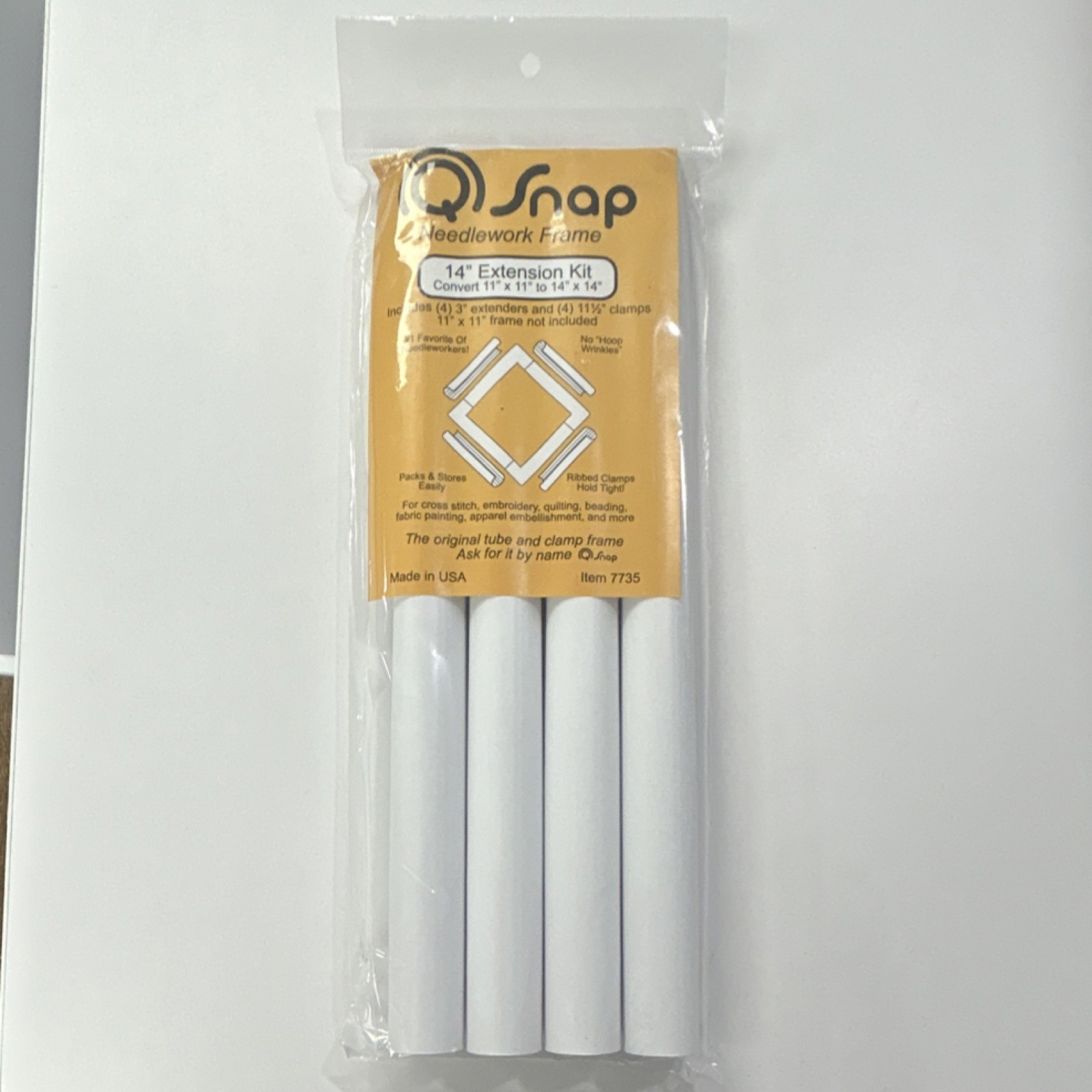 Q-Snap 14" EXTENSION Kit Frame, Square Plastic, Ribbed Clamps, Packs Easily