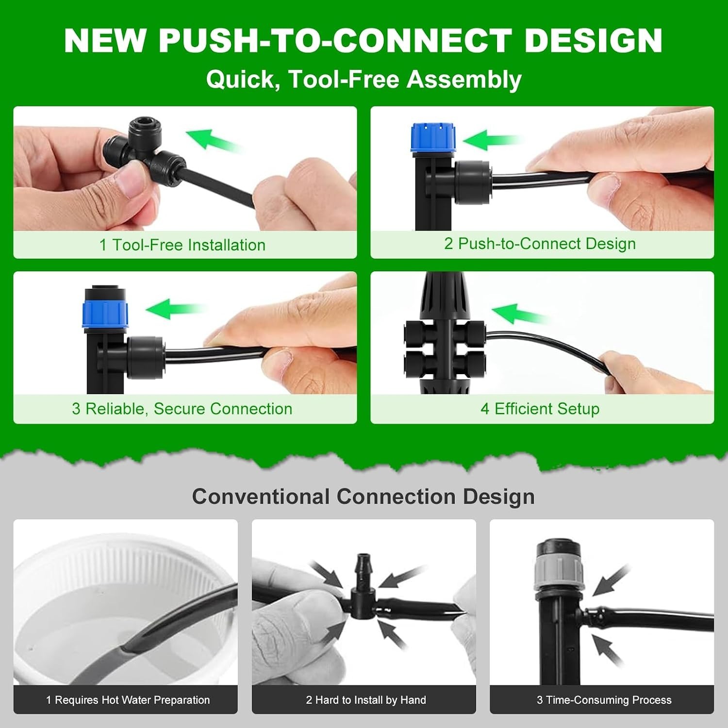 256Ft Quick-Connect Drip Irrigation System Kit for Efficient Garden and Green...