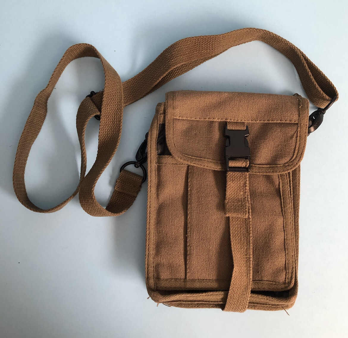 Military Crossbody Bag Pouch Satchel Pockets Snap Clasp Adjustable Strap Green