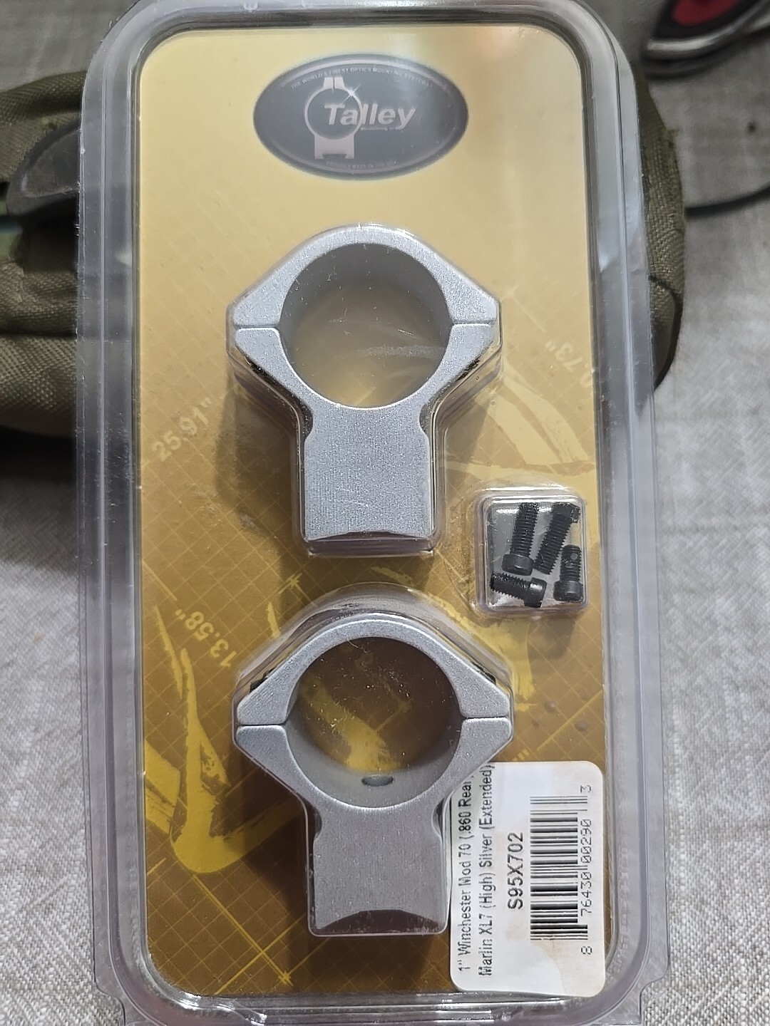 Talley 1" Rings - Silver, High Extended S95X702 Win Mod 70, Marlin XL7