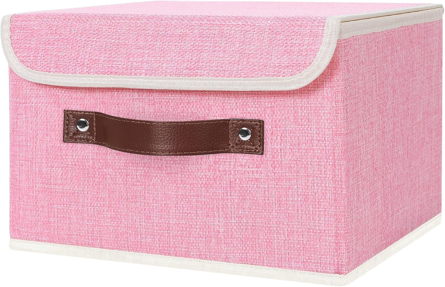 Storage Bin with Lid Storage Boxes with PU Leather Handles PP Plastic Board