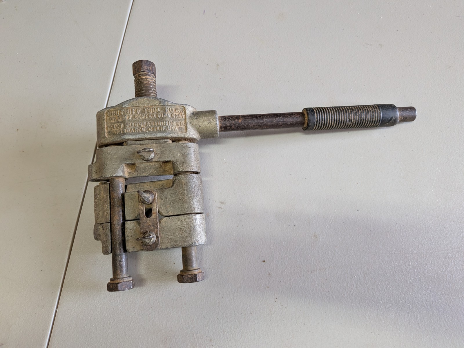 Wheeler Pilot no 65 Shutoff Clamp Tool for Soft Copper and Plastic Pipe 3/4-1"