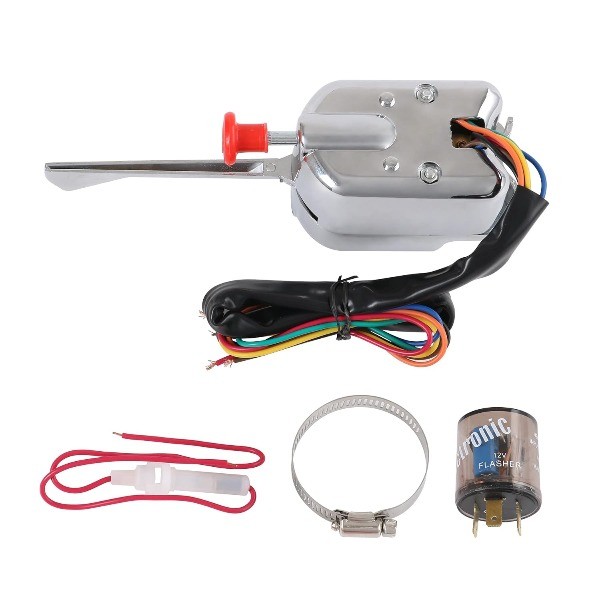 New Chrome 12V Universal Street Hot Rod Turn Signal Switch with Flasher