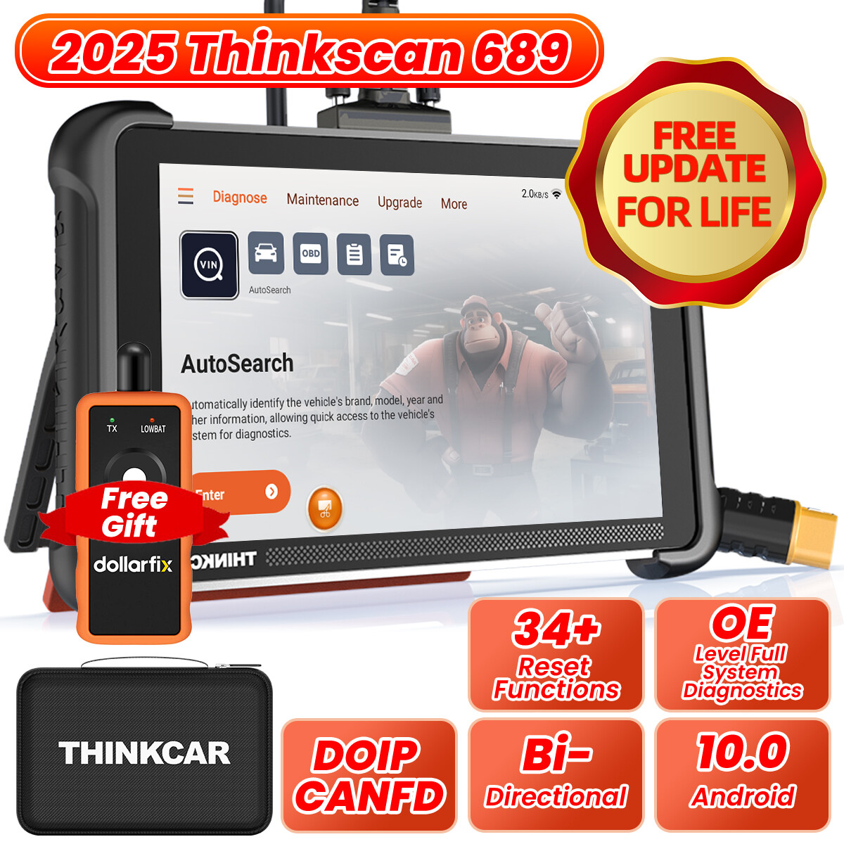 ThinkScan 689 Bidirectional Scanner Full System Auto VIN Diagnostic Coding Tool