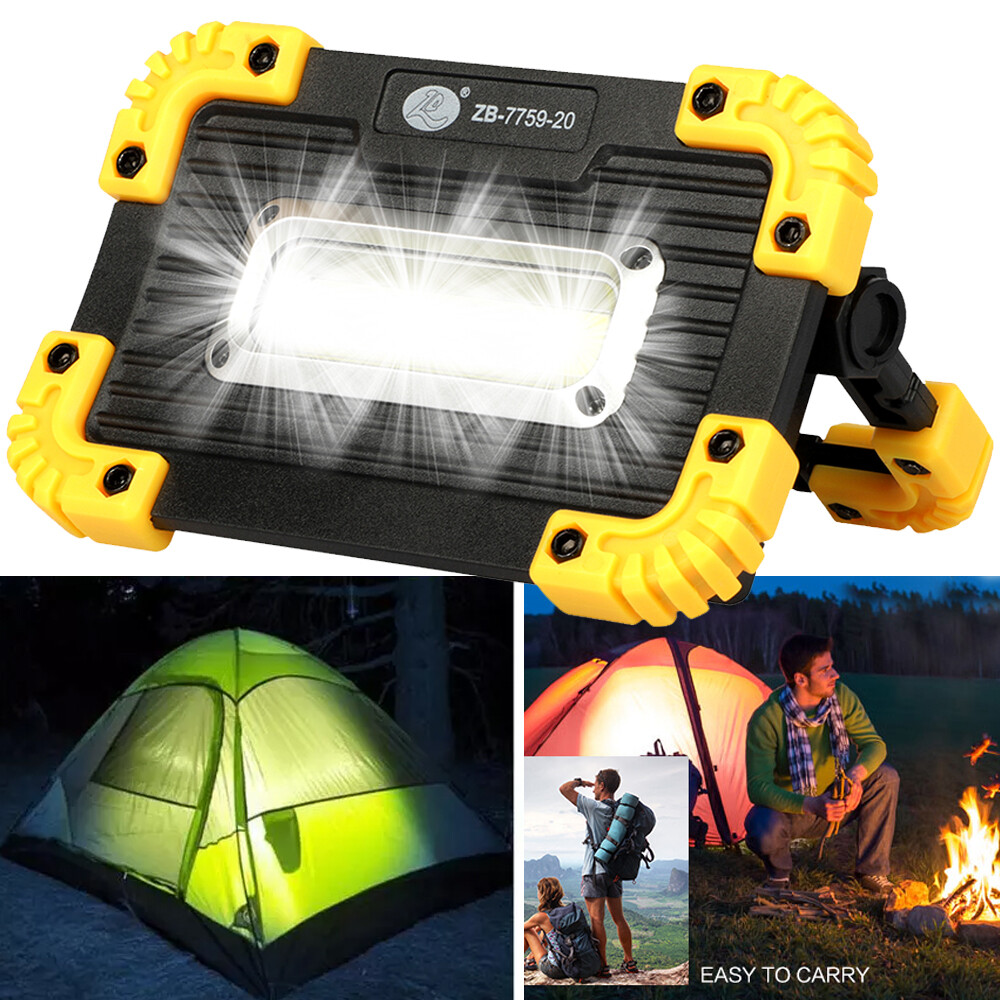 LED COB Work Light USB Rechargeable Spotlight Floodlight Camping Emergency Torch