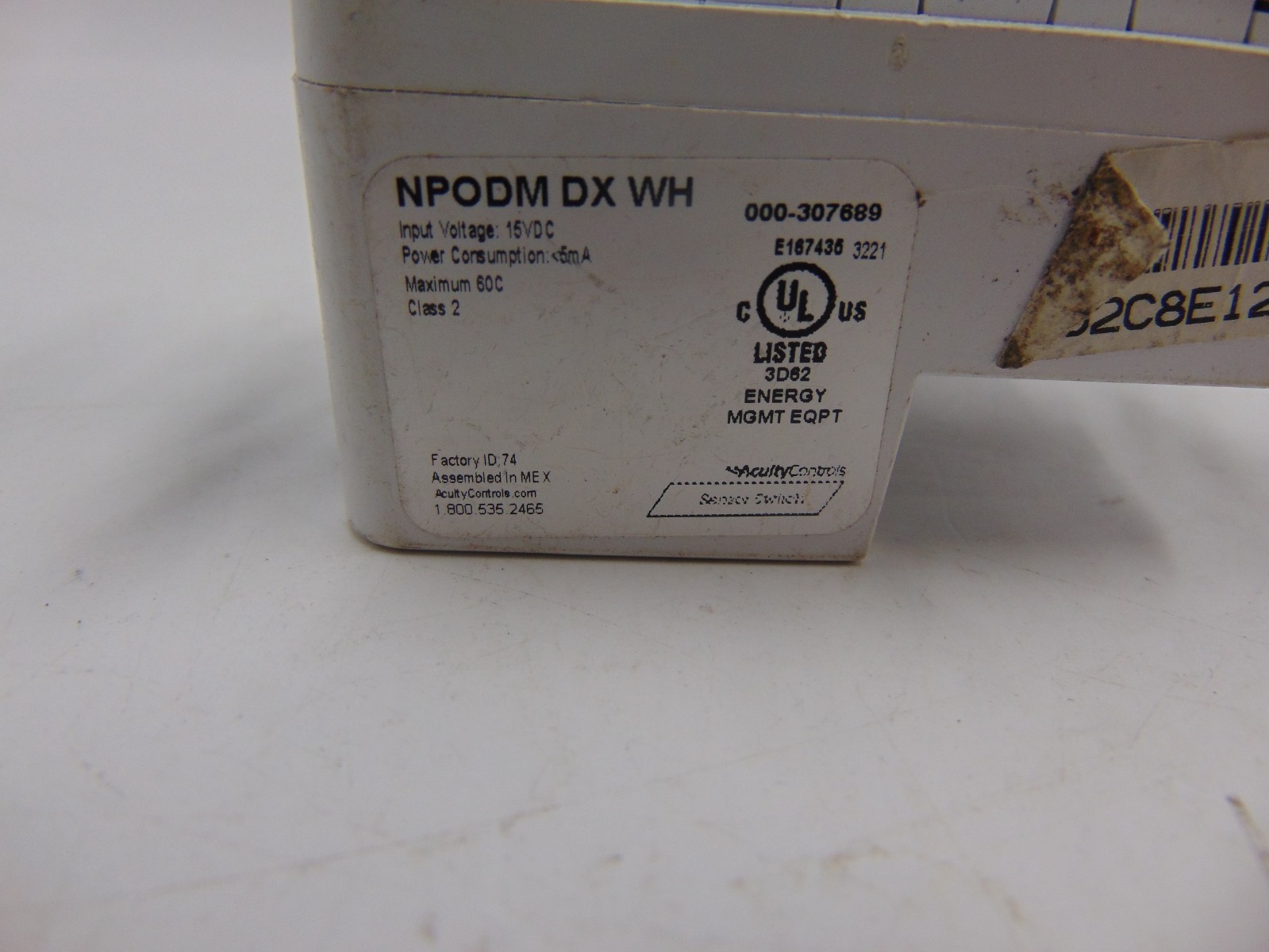 Acuity Controls Light NPODM DX WH Push Button Wallpod Wall Pod Sensor Switch