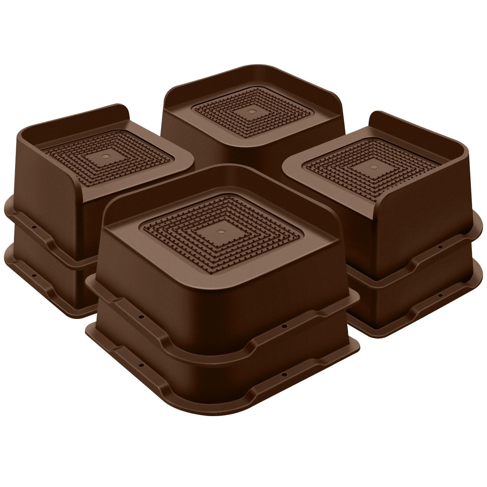 8 PCS 2 Inch Brown Heavy Duty Bed Furniture Risers Lifts Support 5000 Lbs