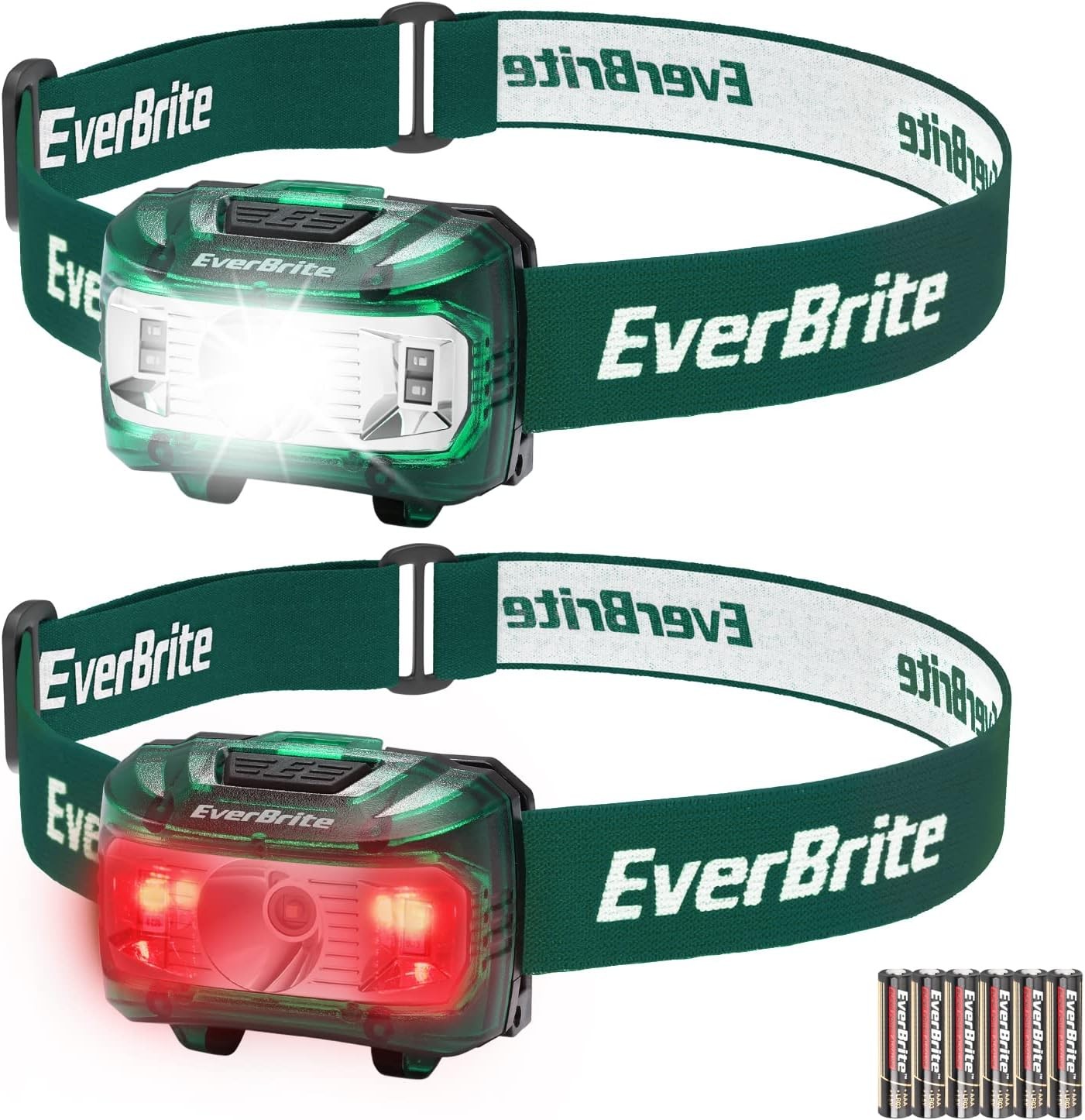 EverBrite Headlamp, 2 Pack Kids Headlamp with Red Light and adjustable, Green
