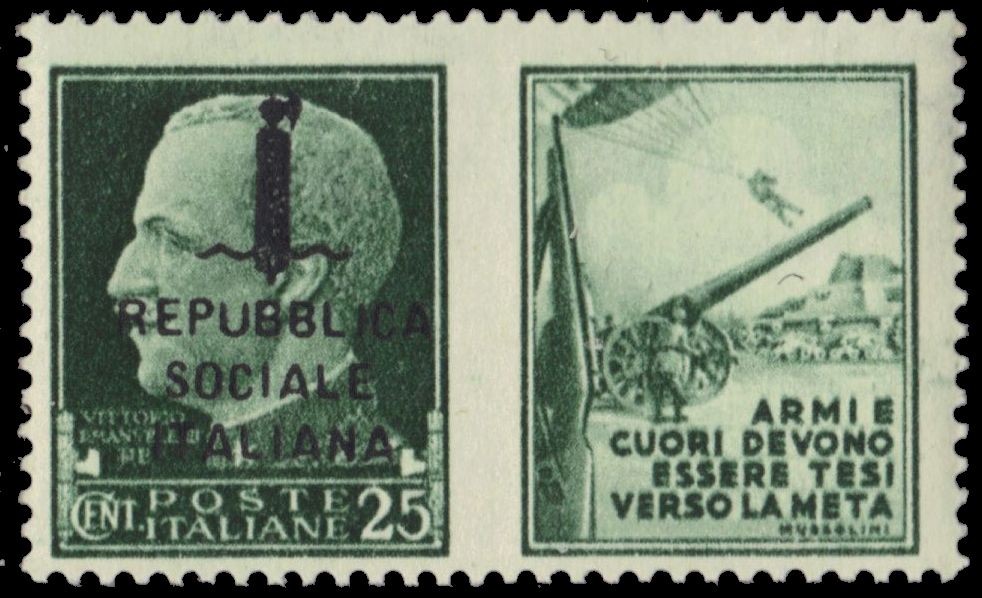 ITALIAN SOCIAL REPUBLIC 9 - King Victor Emmanuel III "Artillery" (pb33155)