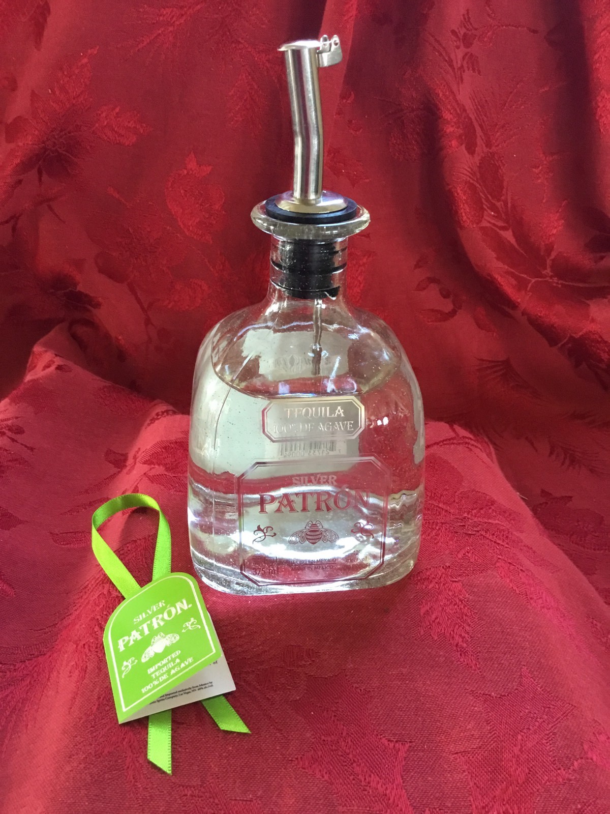 NEW FLAWLESS Stunning PATRON TEQUILA Liquor UpCycled Hinged Pourer OIL VINEGAR