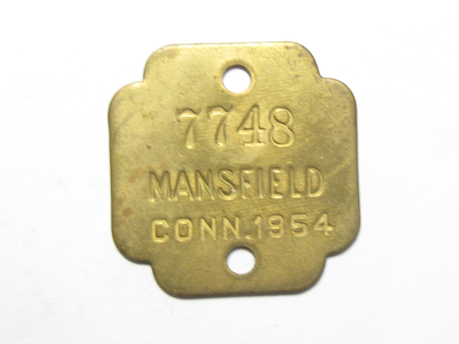 1954 Mansfield CT Connecticut Dog Tax Tag License - #65056