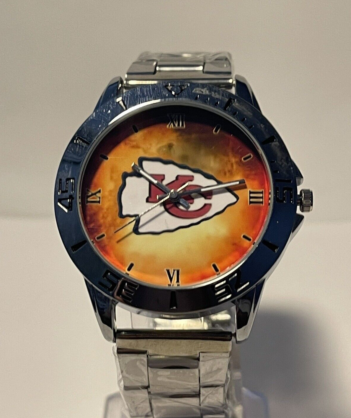 Kansas City Chiefs NFL Team Logo Men's Stainless-Steel Silver Watch NEW