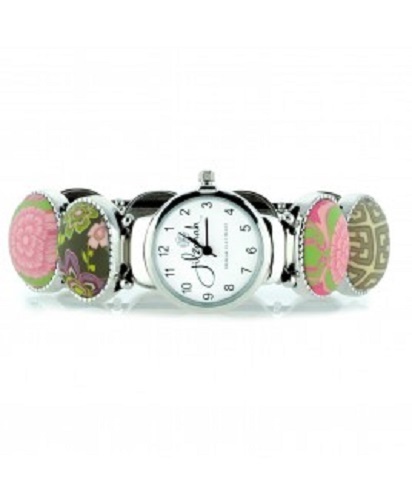 NEW JILZARA Premium Inlaid Clay Beads PRAIRIE PINK PURPLE Multi Color OVAL Watch
