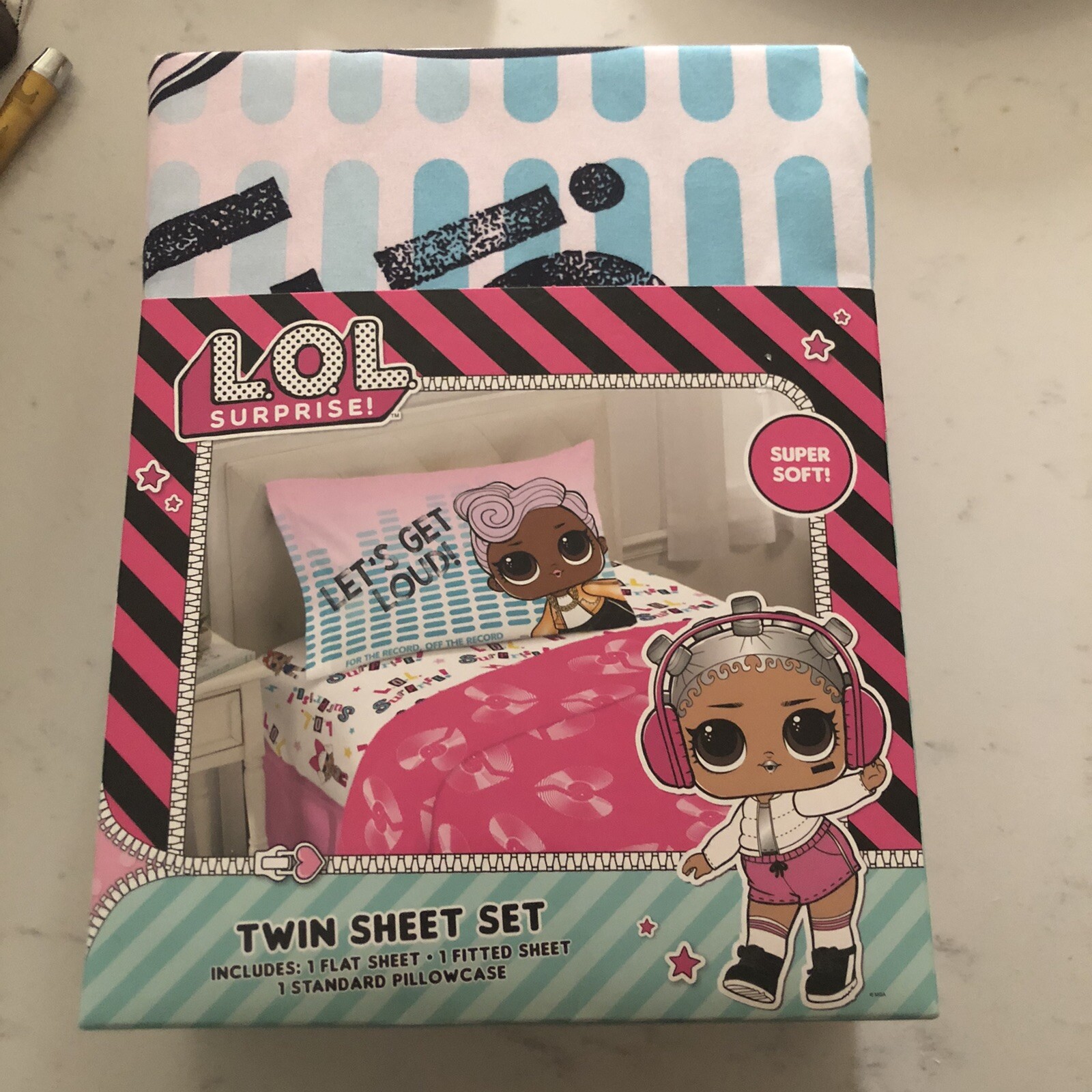 L.O.L. SURPRISE! REMIX Twin Sheet Set NEW LOL In Concert Pink Multicolor