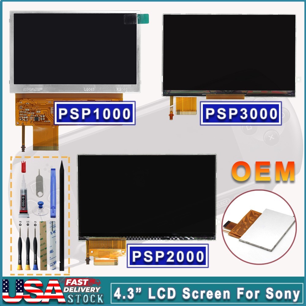 OEM Backlight LCD Screen Display Glass For Sony PSP 1000 2000 3000 Replacement