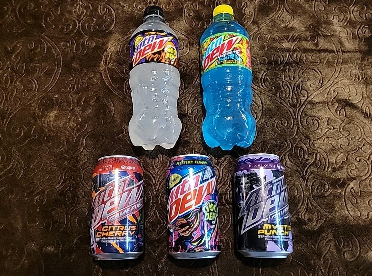 Mountain Dew Rare/OOP Lot Of 5 Full 12/20oz Cans/Bottles!! Voodew 2019/Game Fuel