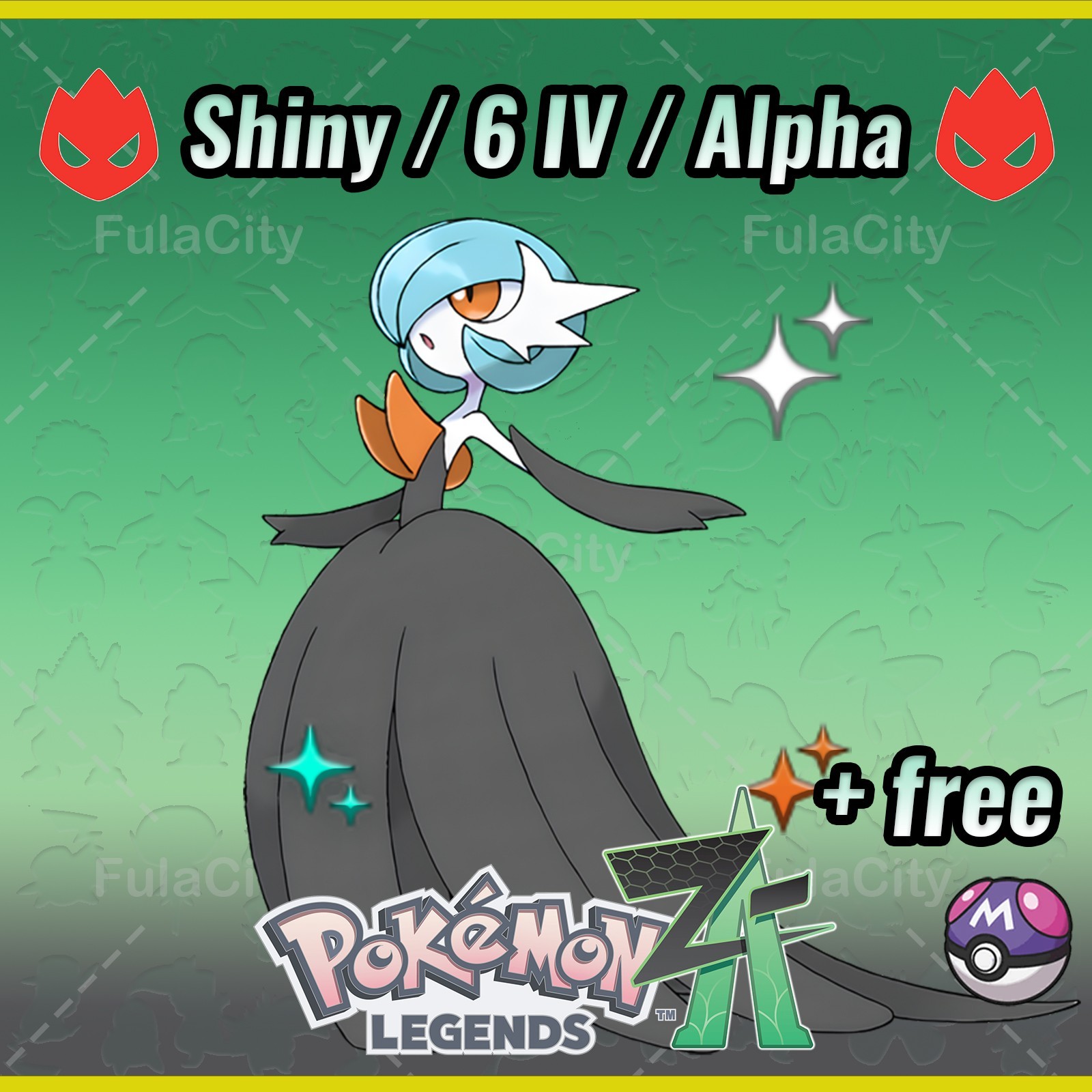 Gardevoir Pokemon Legends ZA ⚫ Shiny 6 IV 🟢 Alpha ⚫ @ Master Ball