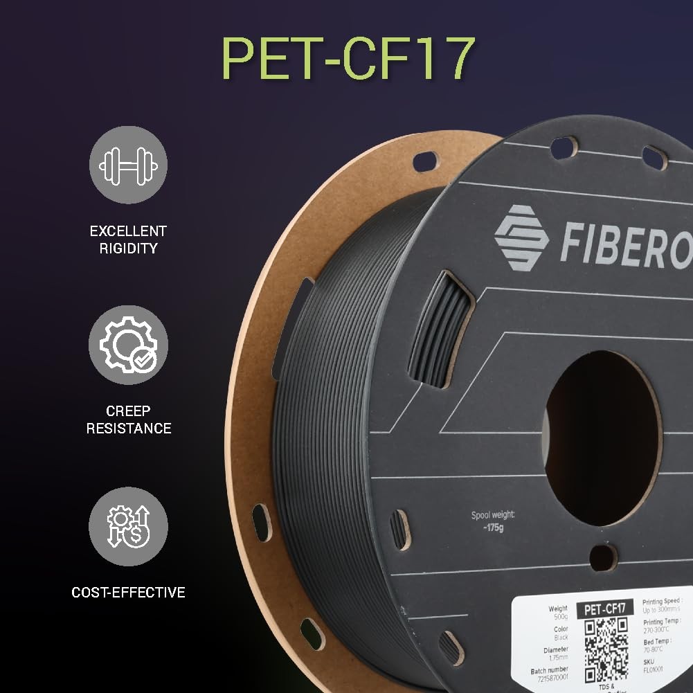 Polymaker PET, 111 - 1.75mm Fiberon Pet-cf17 Black 0.5kg (Hex Code: #302e2f)
