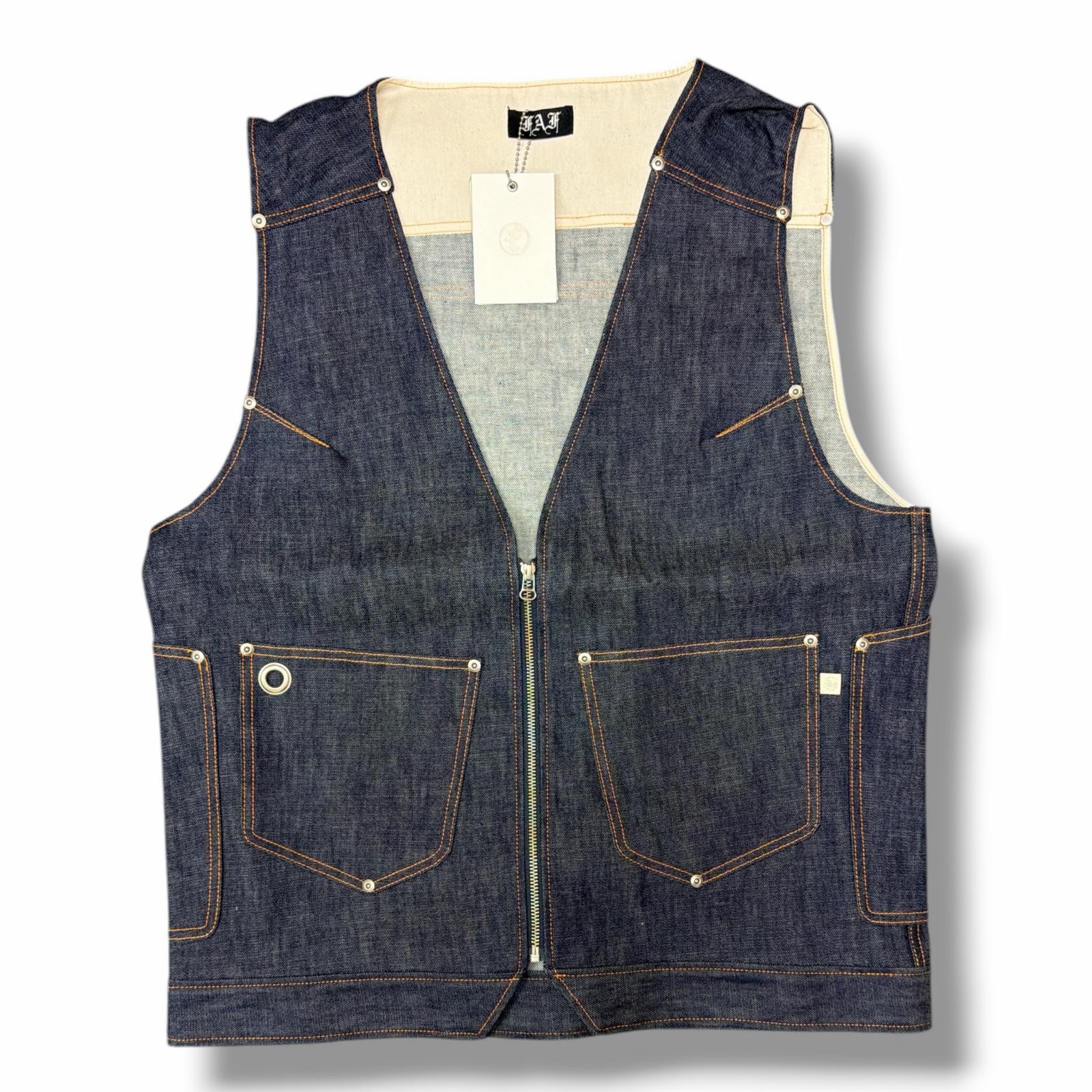 Unused FAF(Fake As Flowers) Denim Vest Denim 312902 Indigo 2 （12636M）