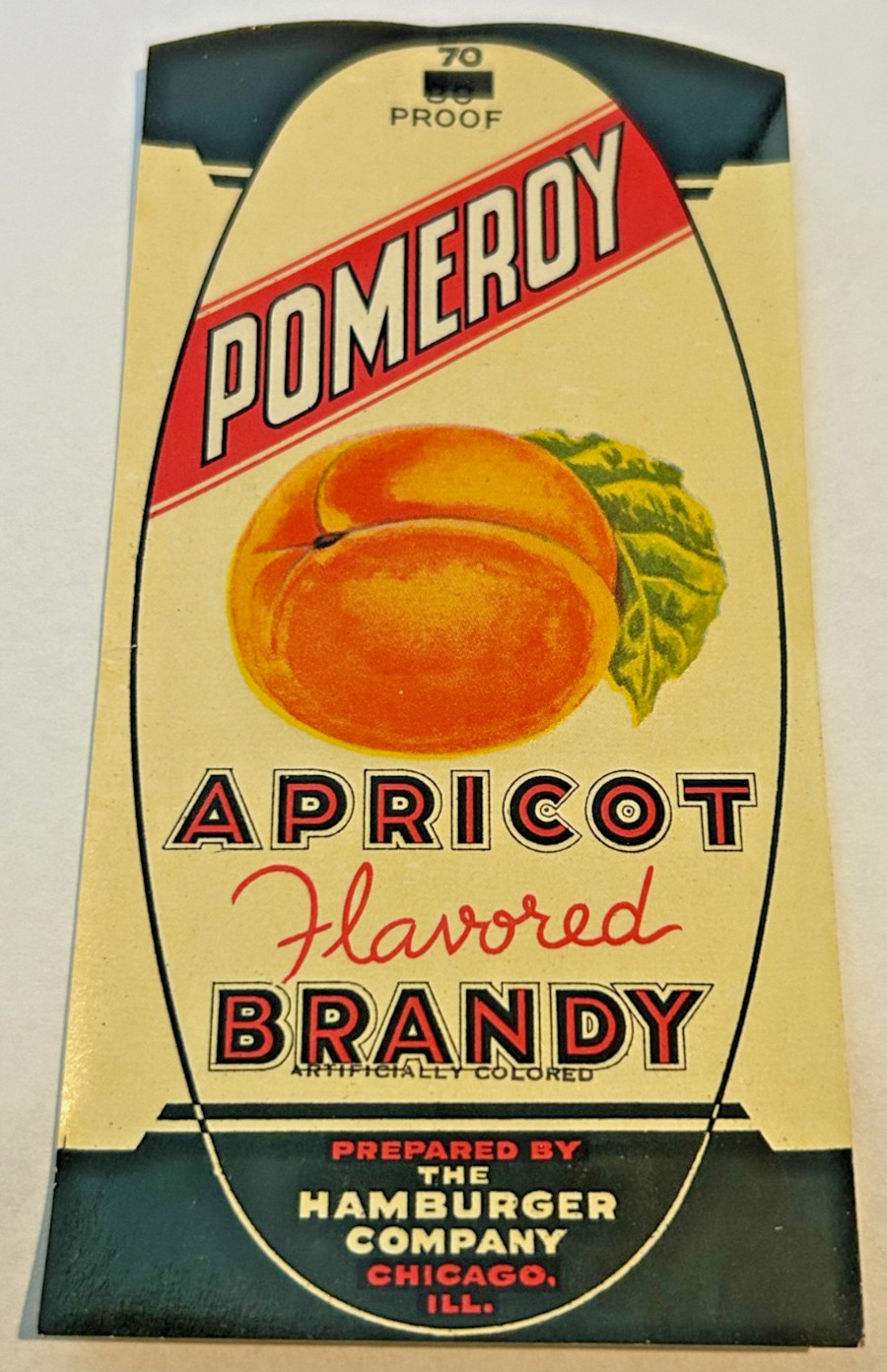 Vintage Pomeroy Apricot Flavored Brandy The Hamburger Company Chicago IL Label
