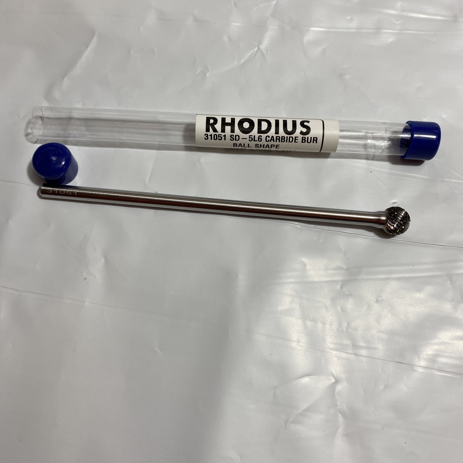 RHODIUS 1/2" x 7/16" x 1/4" Shank SD-5L6 Ball Nose Double Cut Carbide US MADE
